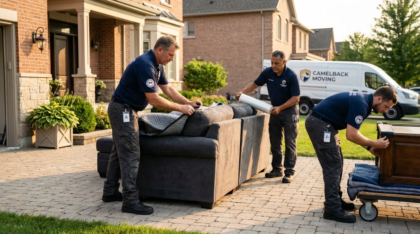 Large estate moving crew wrapping furniture in Boise, ID