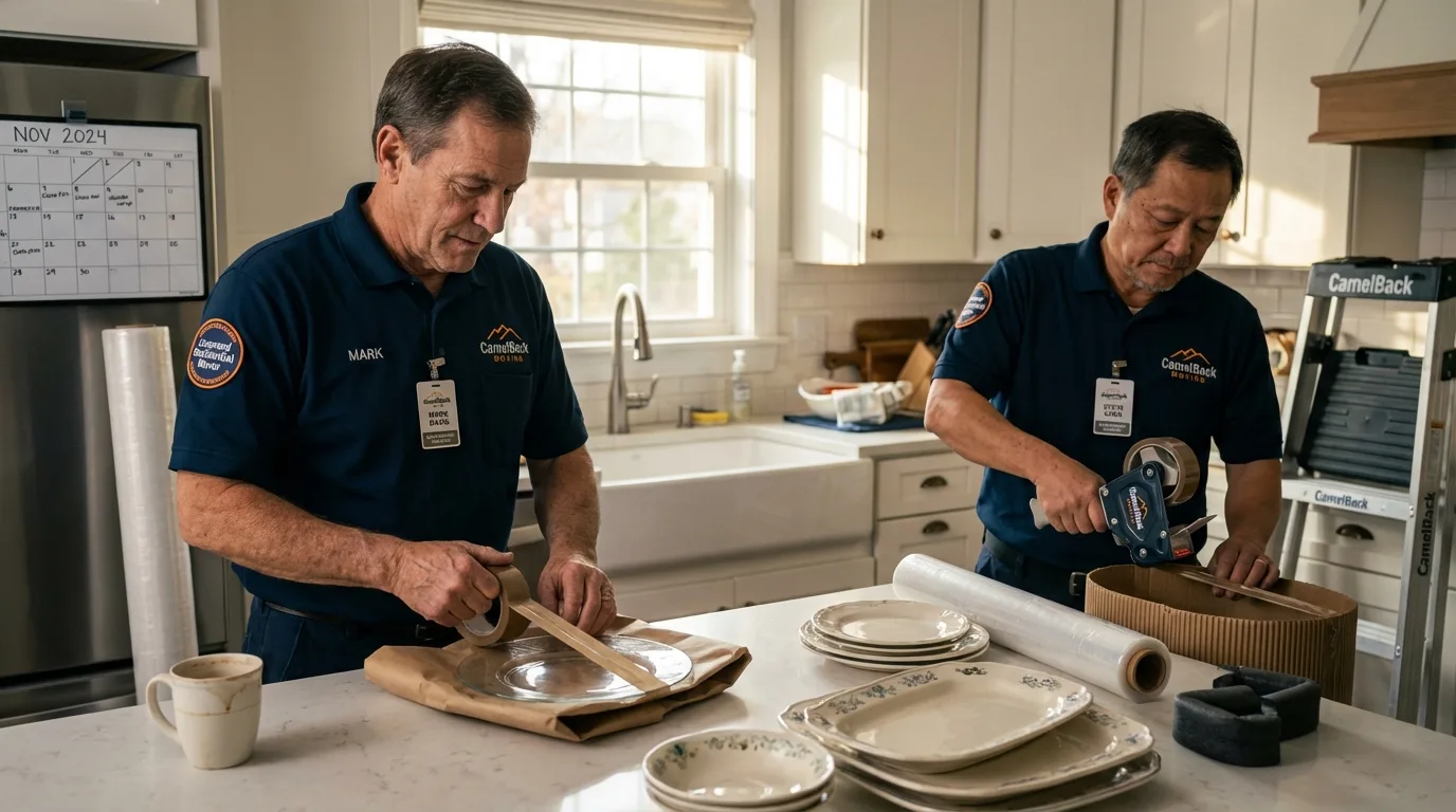 Professional crew packing kitchen dishware in Boise, ID